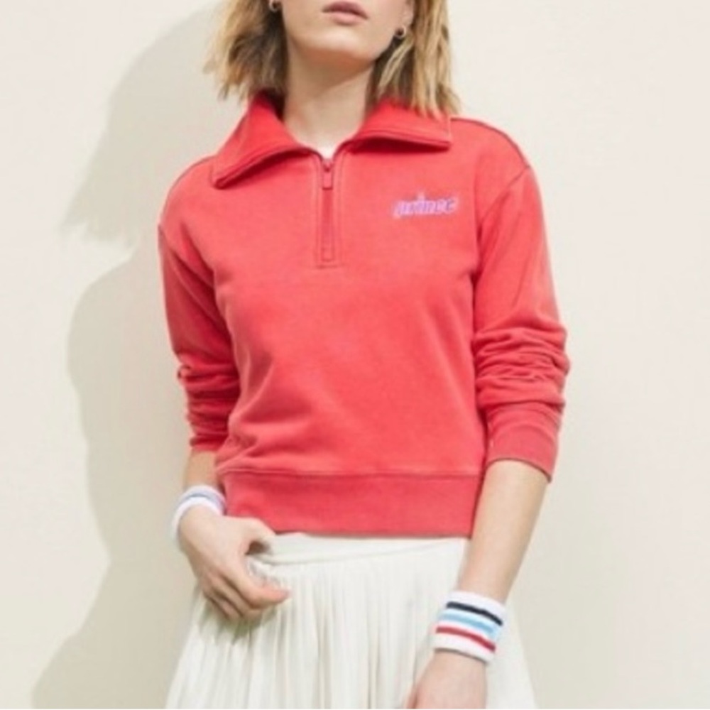 Prince Pickleball French Terry 1/4 Zip Pullover Sweater Red Size Medium NWT